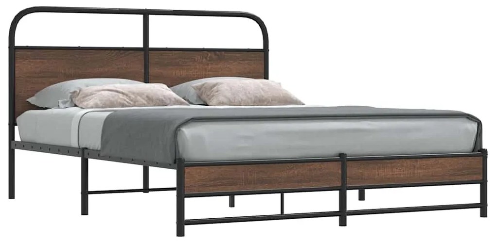 vidaXL Cadru de pat fără saltea stejar maro 150x200 cm Lemn prelucrat