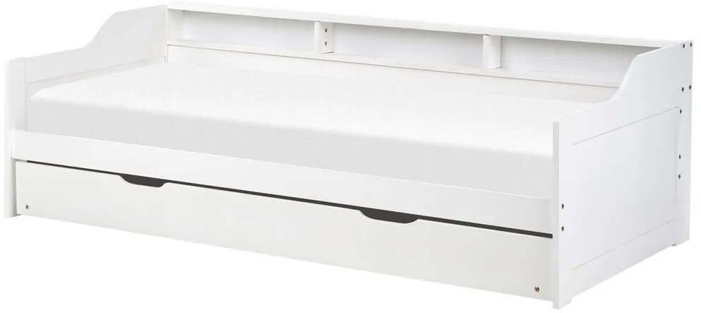 Pat de o persoană 200 x 90 cm Elinor (alb) (cu somieră). 1078681