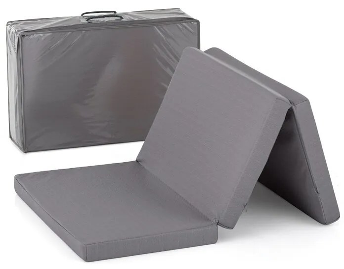 Saltea pliabila, Petite&Mars, Foldie, Multifunctionala, Include o geanta de transport, Cu husa detasabila, Din spuma, 120x60x5 cm, Gri