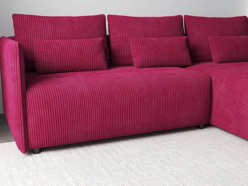 Colțar extensibil dumonde cu ladă de depozitare si sezut confortabil din spuma high-density, Malta Zoom Red II 235x185 cm