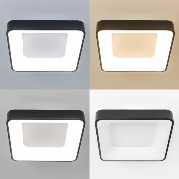 Brilagi - Plafonieră LED dimabilă FALCON II, 80 W, 230 V, 40 x 40 cm, neagră + telecomandă