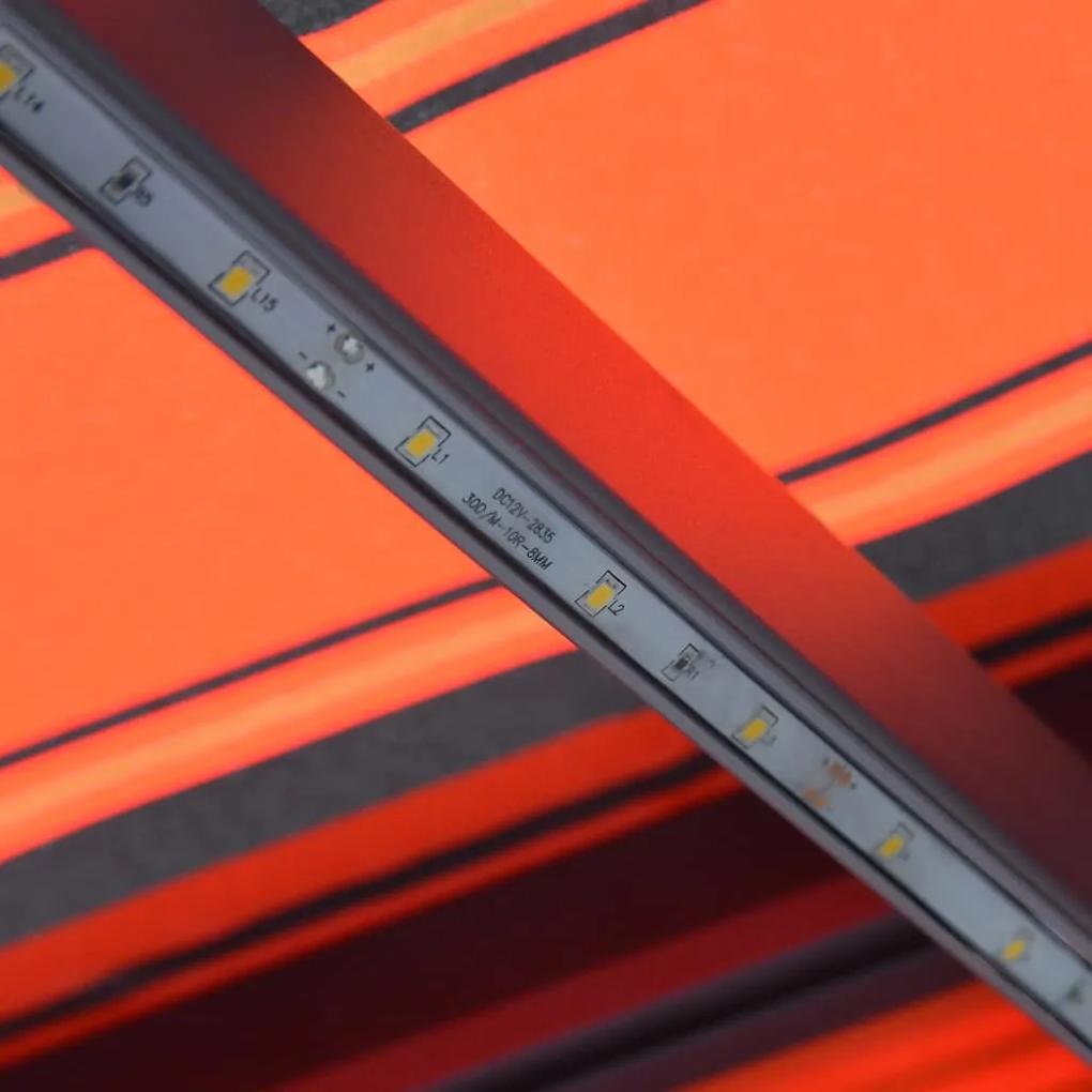 Copertina retractabila manual LED portocaliu maro, 450 x 300 cm portocaliu si maro, 450 x 300 cm