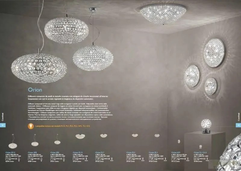 Plafonier diametru 40 cm cristal Venezian ORION PL5 059143