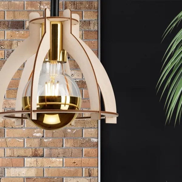 Lustră aplicată LANDO 1xE27/15W/230V fag