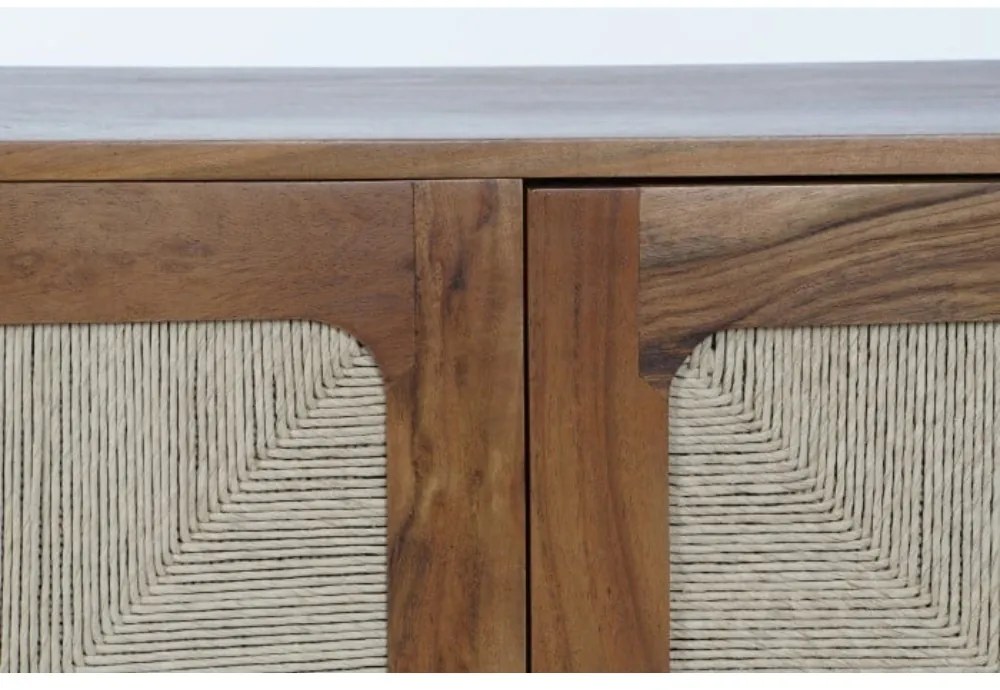 Etajeră din lemn de acacia și rattan, H181 cm, „Savanah”