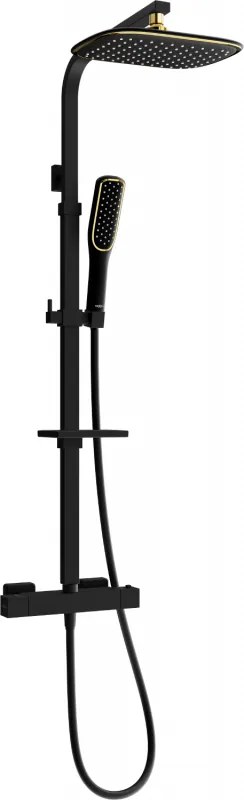 Mexen CQ49 set de duș suprapus cu cascada și baterie termostatică, negru/auriu - 772504995-75