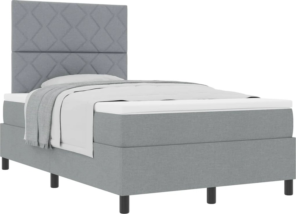 vidaXL Pat cu arcuri cu saltea Gri deschis 120 x 200 cm țesătură