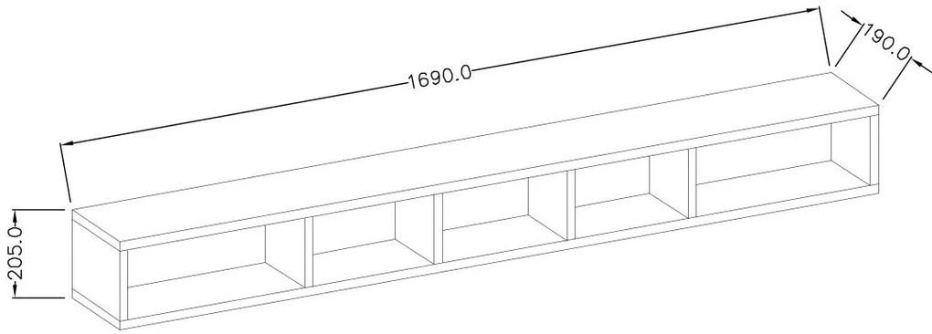 Raft suspendat Tamie Typ 02 (gri închis + stejar). 1030164
