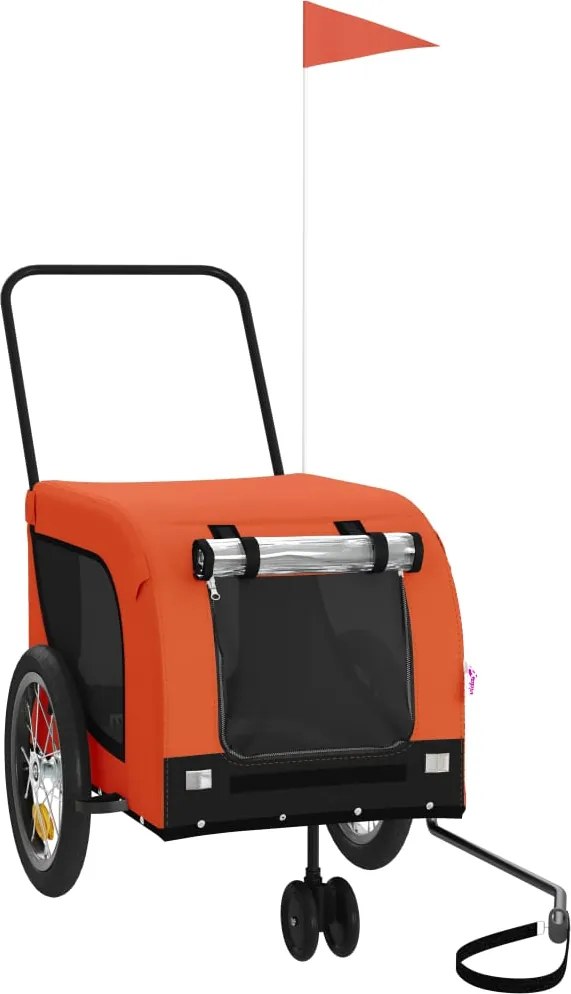 vidaXL Remorcă bicicletă animale companie portocaliu/negru oxford/fier