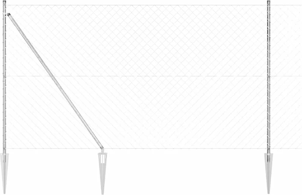vidaXL Stâlp de gard. Argintiu 10 x 1,6 m (plasă 60 x 60 mm) Oțel