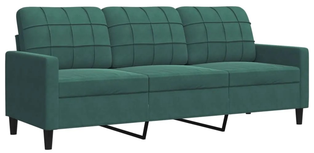 4007636 vidaXL Canapea cu 3 locuri, verde închis, 180 cm, catifea