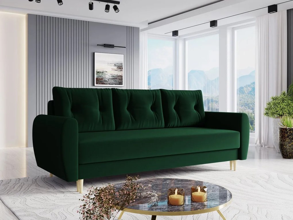 Canapea extensibilă Keklat (Verde) (cu sp. depozitare). Promo -16%. 1105549