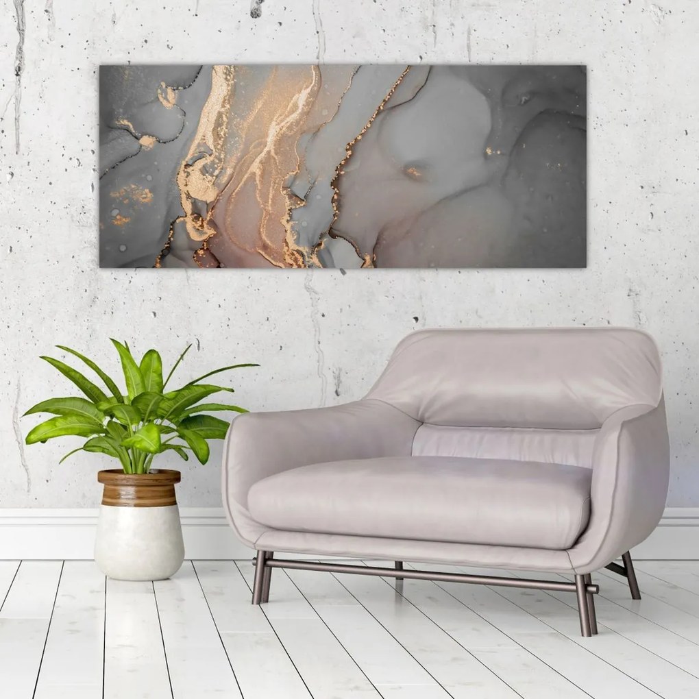 Tablou - Marmură gri-auriu (120x50 cm)