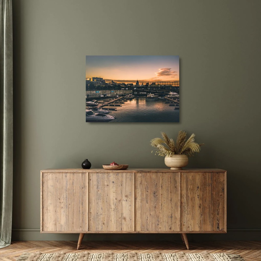 Tablou pe sticlă - orașul port (70x50 cm)