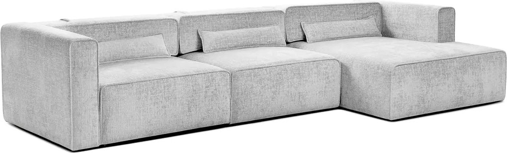 Colțar Extensibil 5 locuri ZANETTO, cu ladă de depozitare, 340x157x70 cm, Gri-Argintiu-Onyx / Dreapta