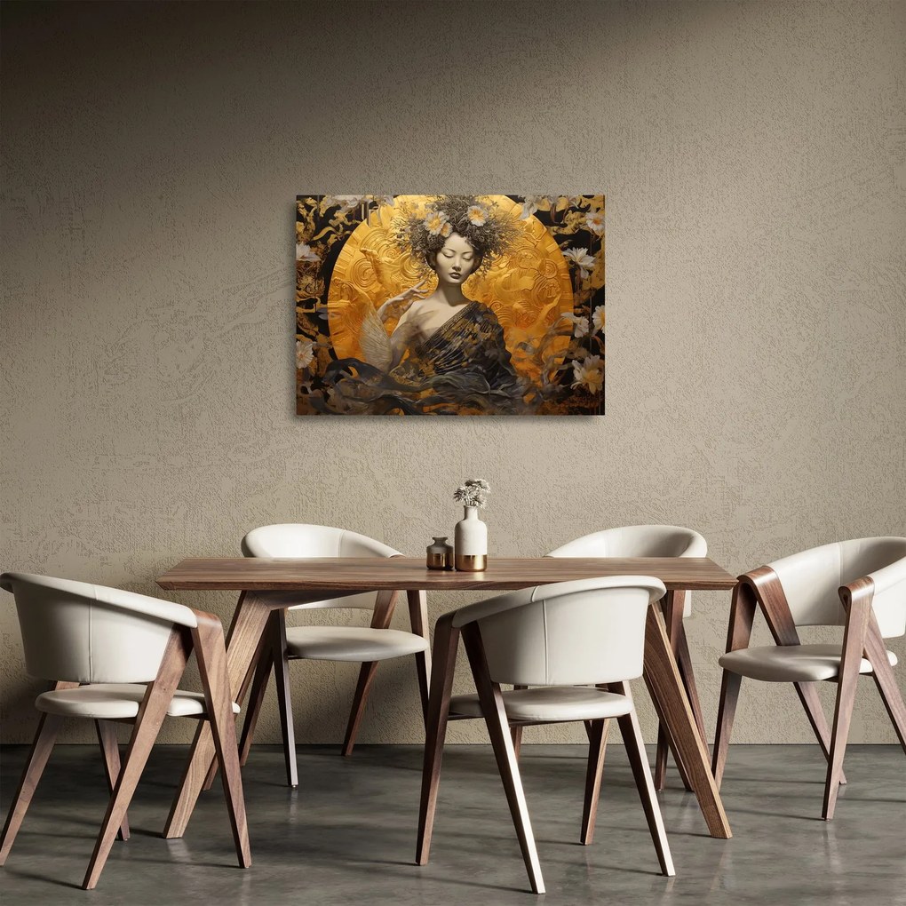 Tablou pe sticlă - Doamnă japoneză (70x50 cm)