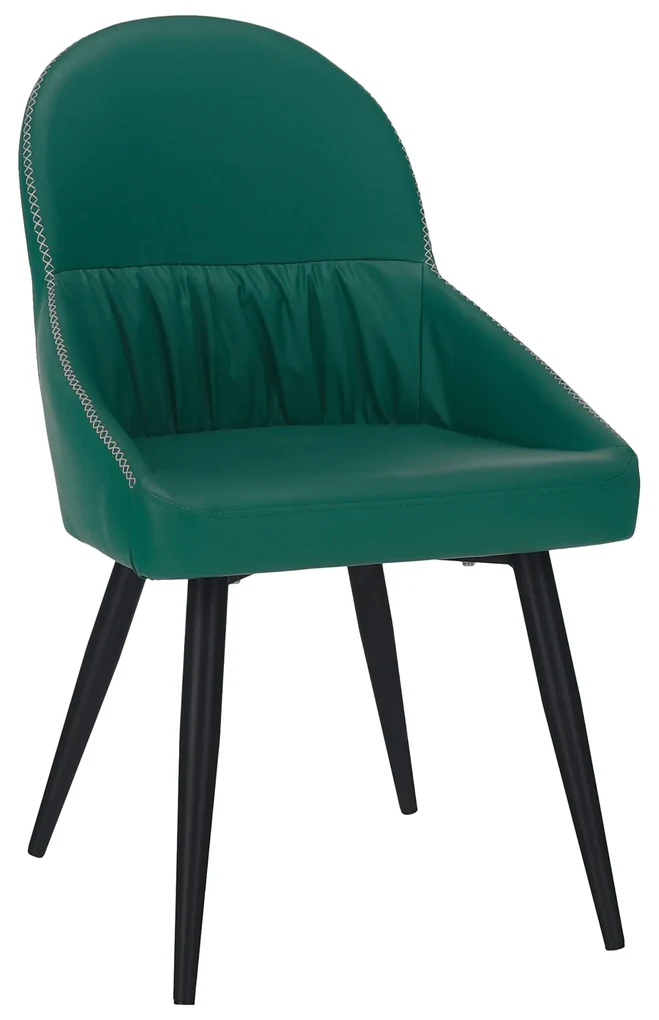 Scaun de masă, piele ecologică verde/metal, KALINA