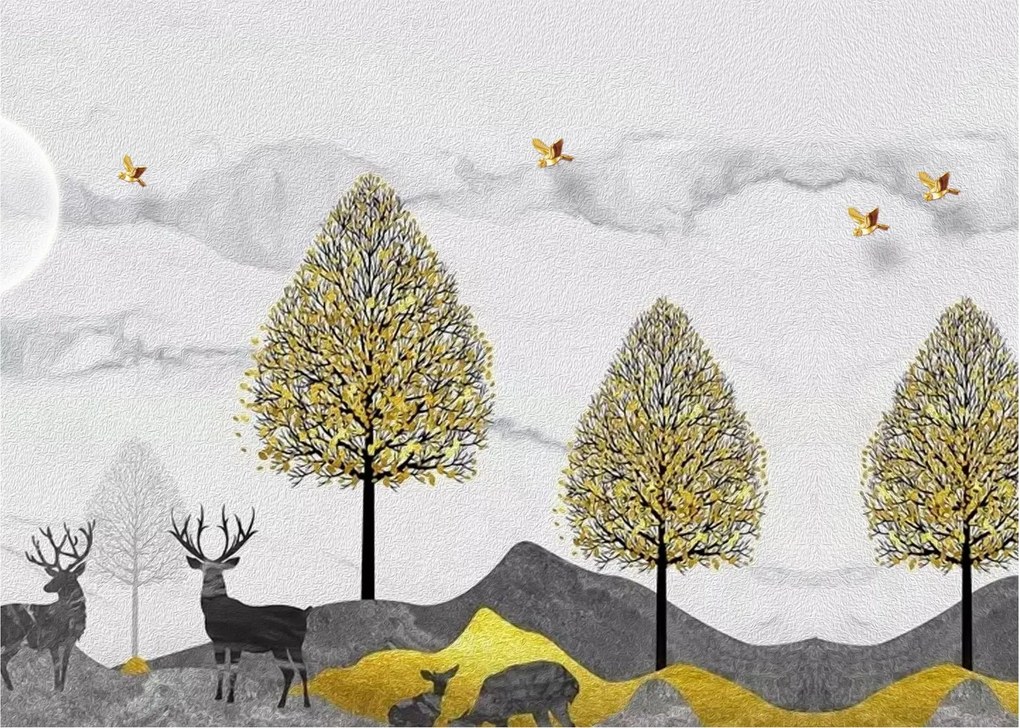 Tablou pe sticlă cu cerbi pictați (70x50 cm)