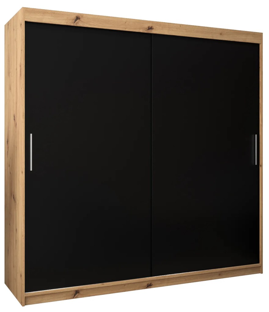 Dulap de haine 200 cm Toki (stejar artisan + negru mat). 1064854
