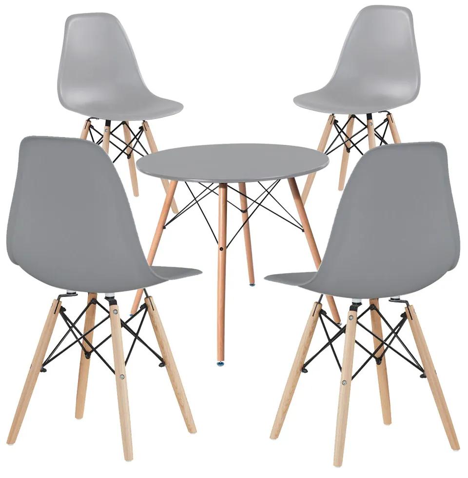 4 buc scaune moderne cu masa pentru bucatarie-gri