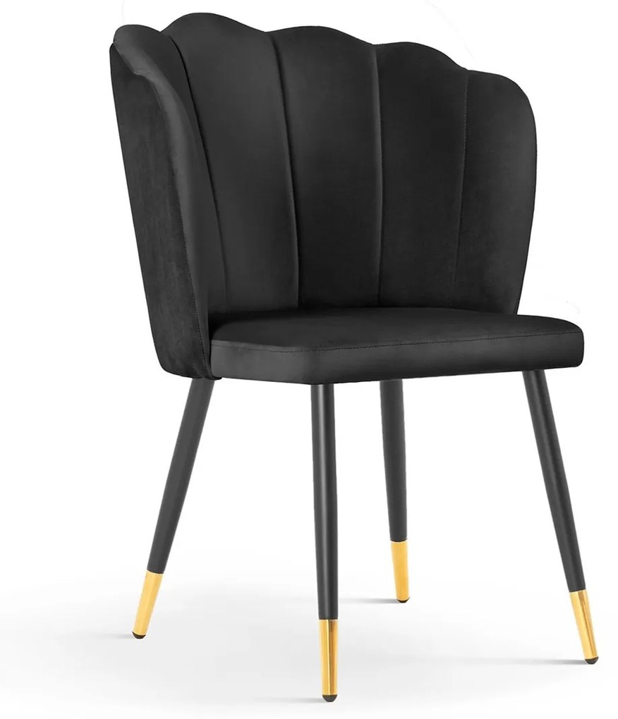 Scaun tapitat Hilton negru picioare negru/gold - H88 cm