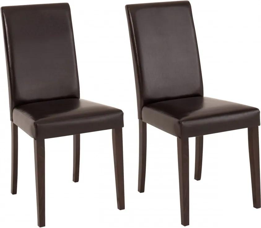 Set de 2 scaune Lucca piele sintetica/lemn masiv de pin, maro inchis, 43 x 56 x 92 cm