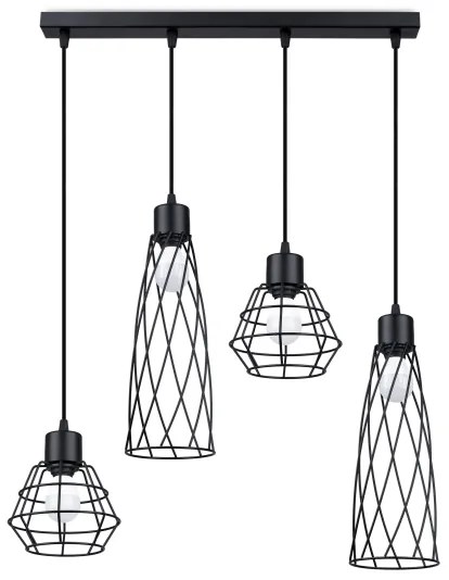Lustră pe cablu Sollux SL.1167 SUBA 4xE27/15W/230V negru