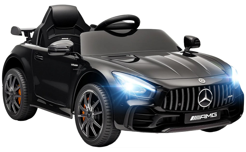 AIYAPLAY Mașină electrică pentru copii, Mercedes, 3-5 km/h, telecomandă, lumină & muzică, Negru | Aosom Romania