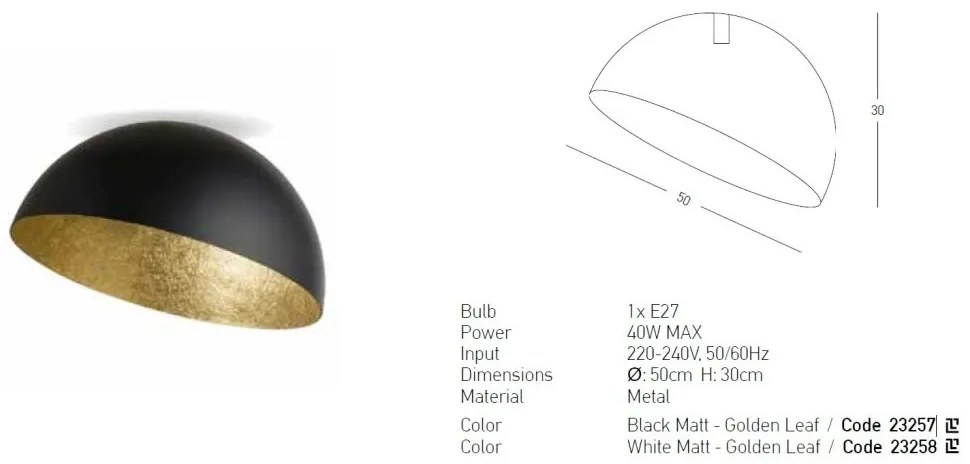 Lustra aplicata design decorativ Doris D-50cm negru/auriu