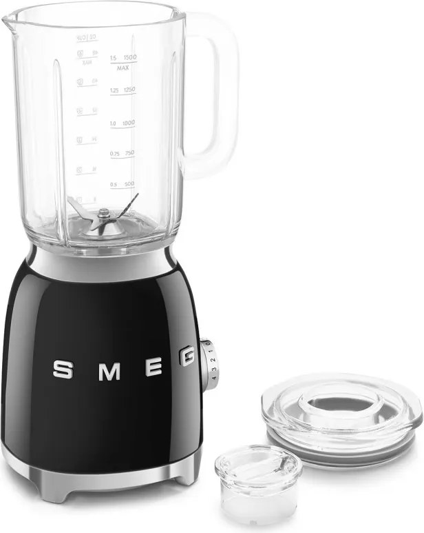 Blender Smeg BLF03BLEU, 800 W, 1,5 l, 18 000 rpm, 4 programe, 4 viteze + Impuls, Otel inoxidabil, Negru