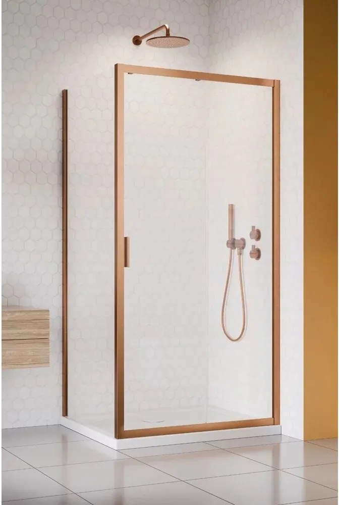 Cabina de dus dreptunghiulara cu usa glisanta Radaway Alienta 130x90 cm cupru periat-transparent