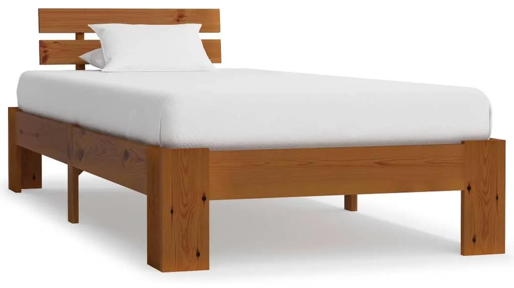 283178 vidaXL Cadru de pat, maro miere, 90 x 200 cm, lemn masiv de pin