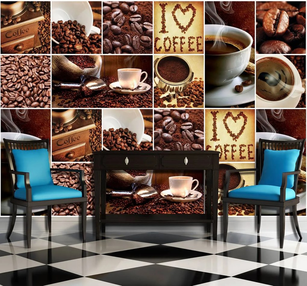 Fototapet - I Love Coffee - colaj (152,5x104 cm), în 8 de alte dimensiuni noi