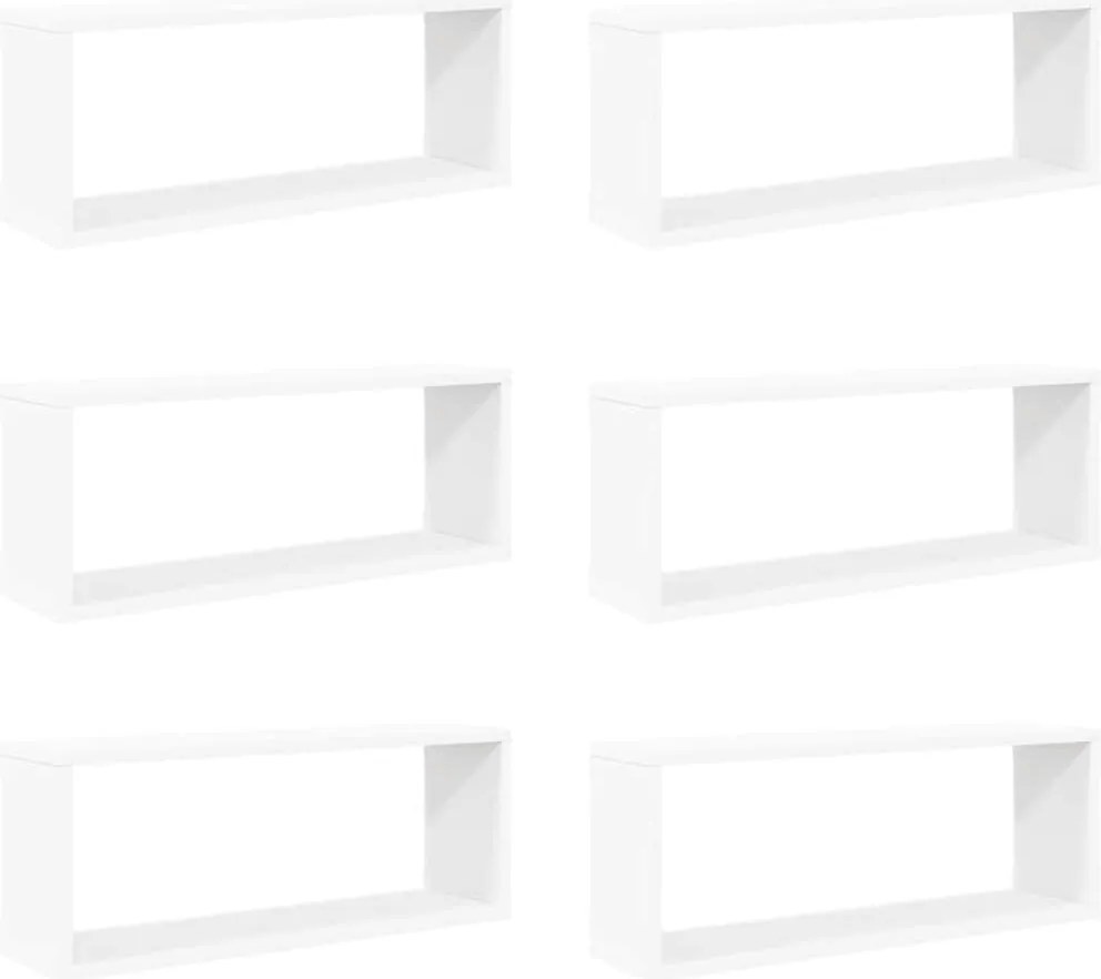 vidaXL Rafturi de perete în formă de cub 6 buc. alb 60x15x23 cm lemn