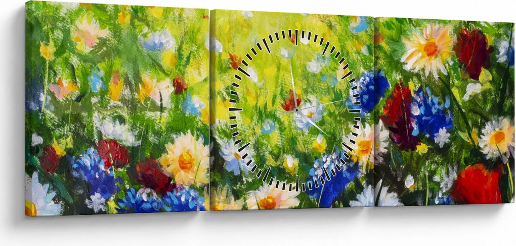 Tablou - Flori sălbatice (cu ceas) (90x30 cm)