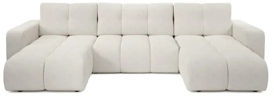 Colțar extensibil în formă de U, tapițat, cu spațiu de depozitare ALMADA, bej