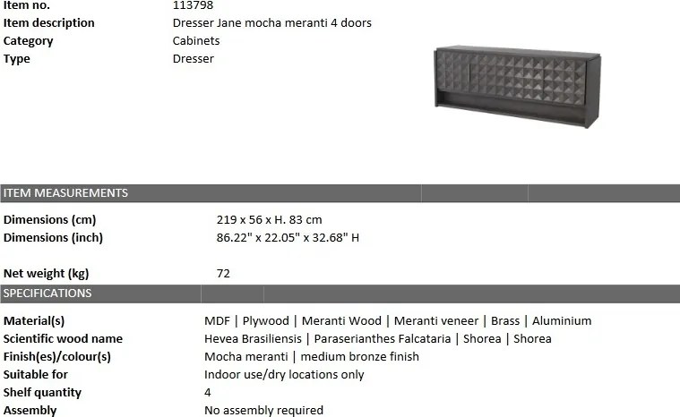 Comoda design elegant LUX Jane L, cafeniu-Mocha 113798 HZ