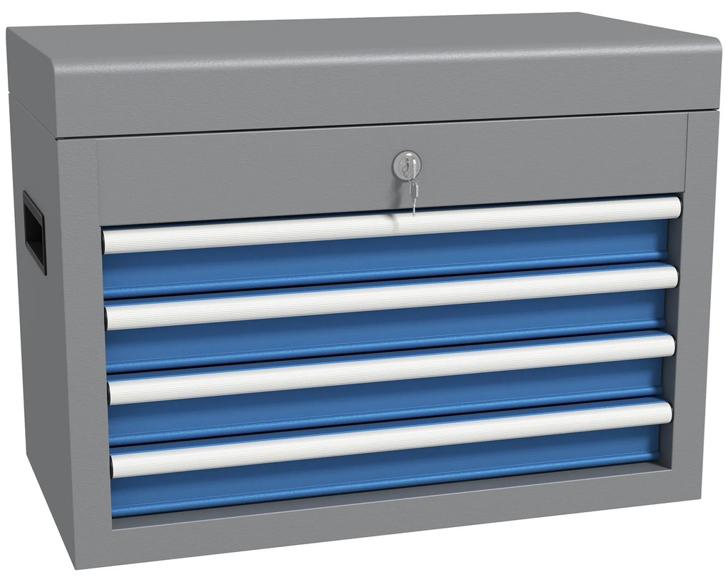 DURHAND Caisse boite à outils en metal cu 4 sertare și 1 blat superior, blocabil cu 2 chei furnizate, 2 mânere | Aosom Romania