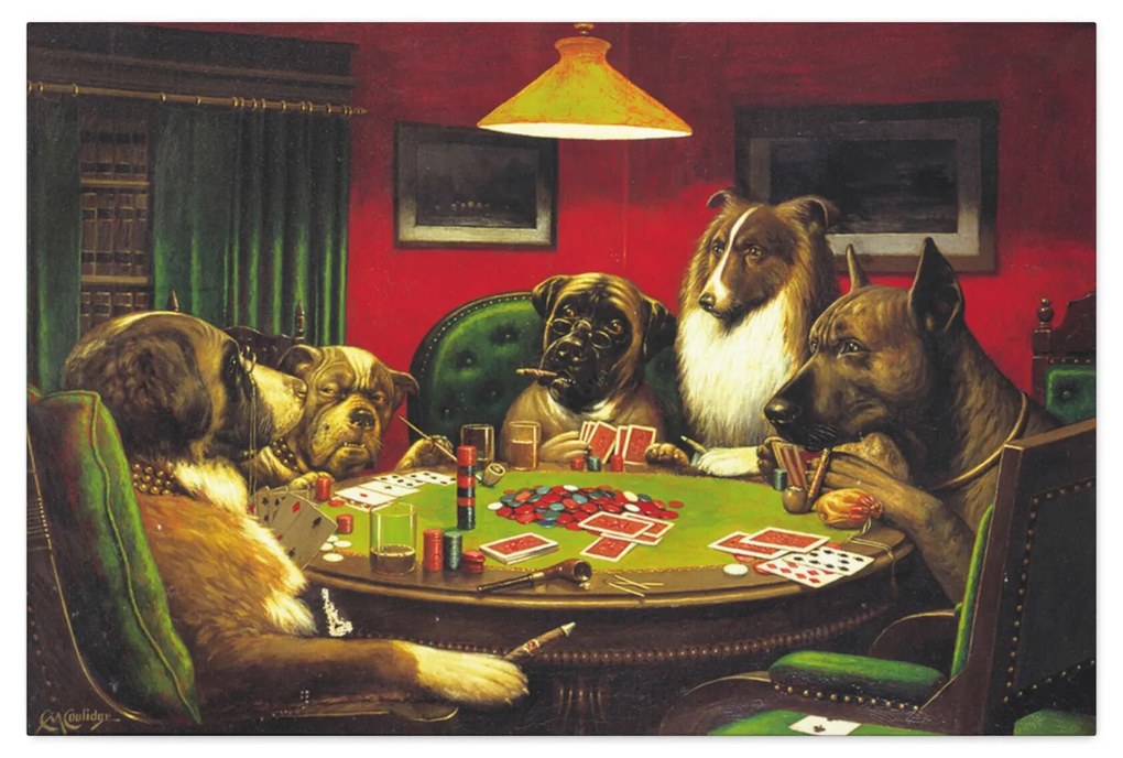 Tablou Canvas Dog Poker Contest 120x80 cm