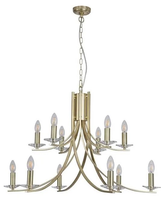 Searchlight 41612-12SB - Candelabru suspendat pe lanț ASCONA 12xE14/60W/230V