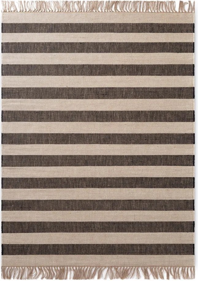Covor negru/crem reversibil/țesut manual din iută 160x230 cm Playa – Hanse Home