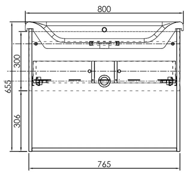 Set dulap baie cu lavoar inclus Kolpasan Evelin II, 80 cm, stejar 800x460x645 mm, Stejar