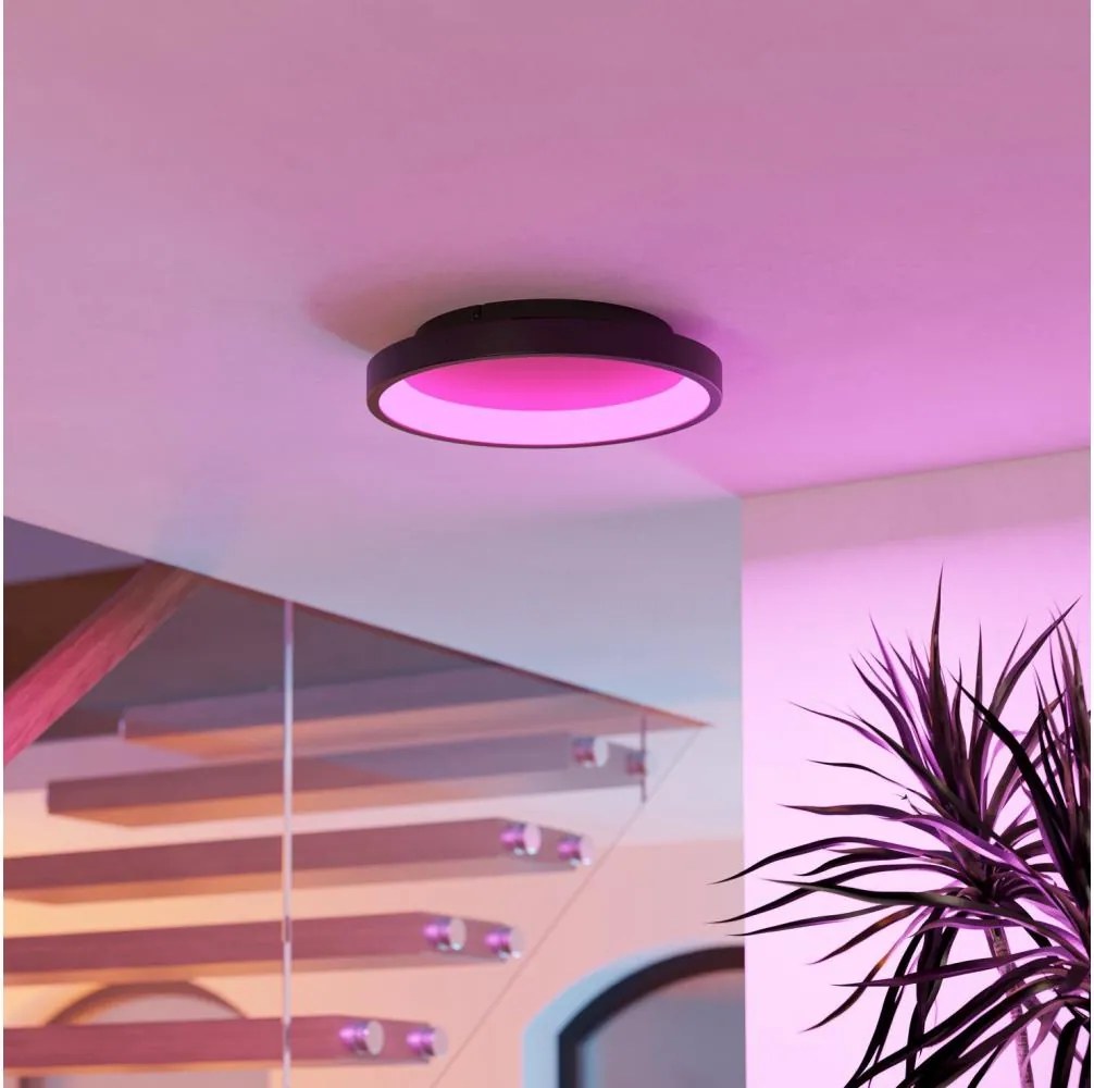 Eglo 901909 - LORETELLO‑Z Plafonieră LED RGBW dimabilă, 19,6 W, 230 V, Ø 35 cm, negru