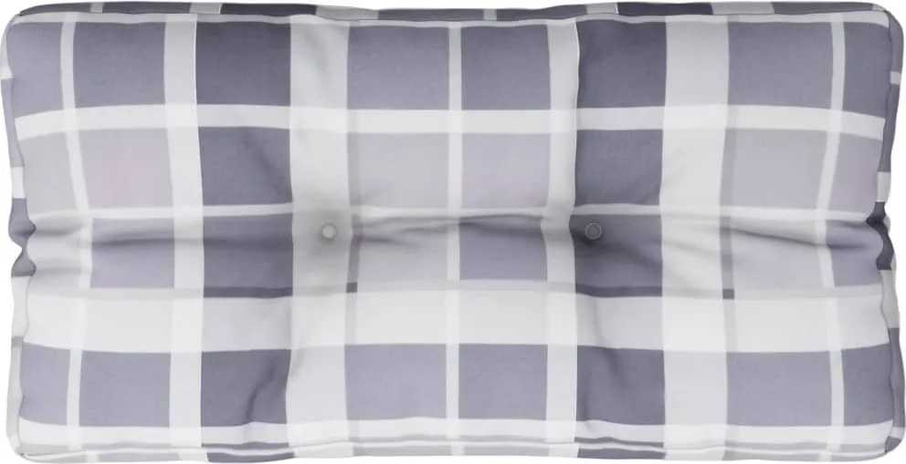 vidaXL Pernă de paleți, gri carouri, 80x40x12 cm, material textil