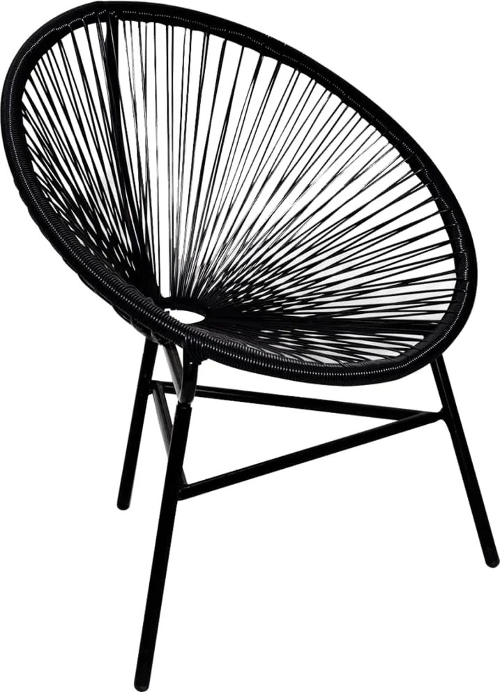vidaXL Scaun lună de grădină, negru, poliratan