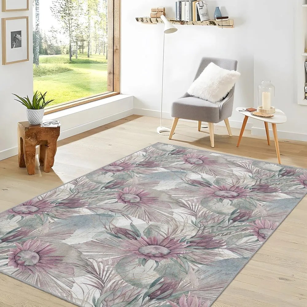Covor mov/gri lavabil 160x230 cm Dusty Flowers – Mila Home