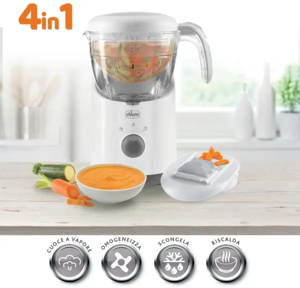 Aparat de gătit cu aburi și blender 4 în 1 Chicco EASY MEAL
