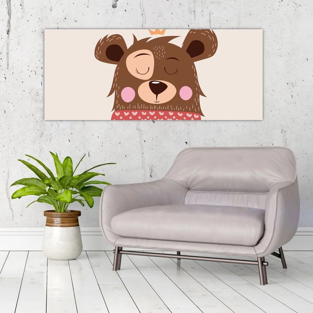 Tablou - Teddy ursuleț cu eșarfă roșie (120x50 cm)
