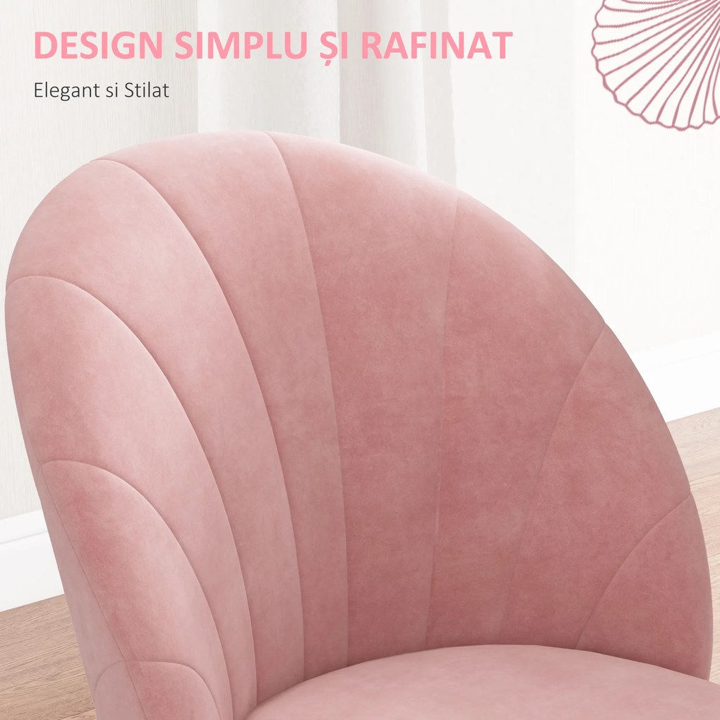 HOMCOM Set 2 Scaune Tapițate cu Design Nordic și Ergonomic, Scaune Bucatarie și Living din Catifea, 52x54x79 cm, Roz | Aosom Romania