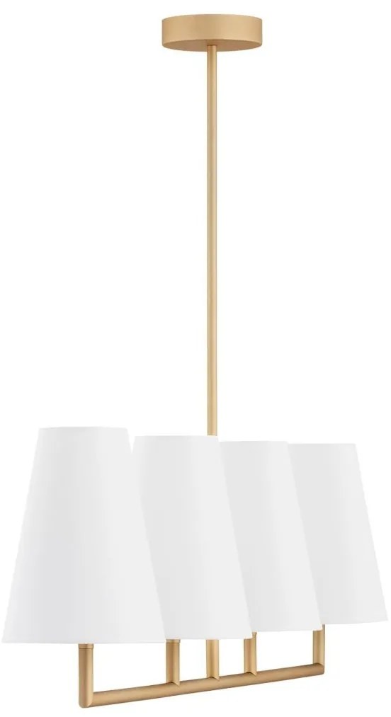 Lustra cu 4 brate design modern Safiano auriu, alb